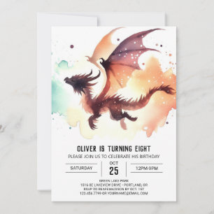 Minimalist Dragon Birthday Editable Invitation