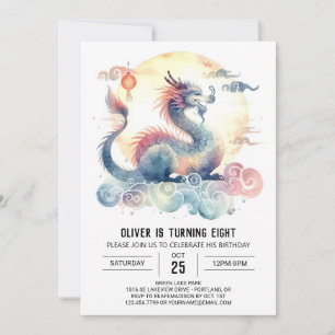 Minimalist Dragon Birthday Printable Invitation