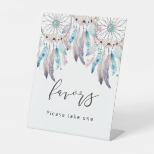 Minimalist Dream Catcher Boho Baby Shower Favours Pedestal Sign
