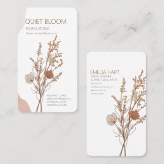 Minimalist Dried Wildflower Florist Vertical Business Card