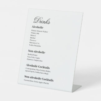 Minimalist Drinks Black & White Cocktails Wedding Pedestal Sign