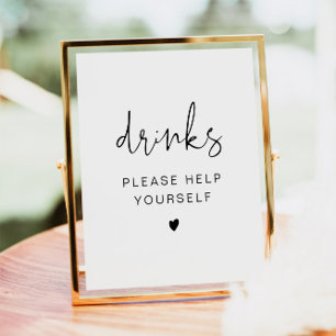 Minimalist Drinks Sign, Wedding Drink Station Poster