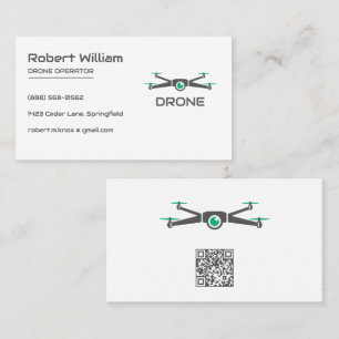 Minimalist Drone   Modern UAV Operator QR Code  Business Card