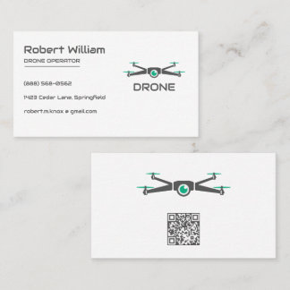 Minimalist Drone | Modern UAV Operator QR Code Business Card