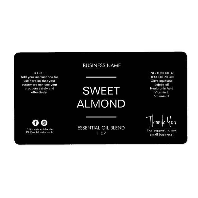 Minimalist Dropper Bottle Black Labels (Front)