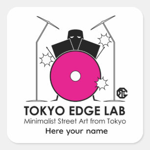 Minimalist Drum Kit - Tokyo Edge Lab Square Sticker