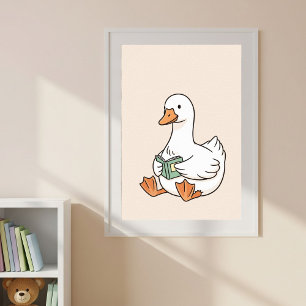 Minimalist Duck Art Print, Cute Duck Wall Decor