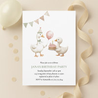 Minimalist Duck Birthday Invitation | Neutral