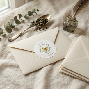 Minimalist Duckling Watercolor Baby Shower Envelop Classic Round Sticker