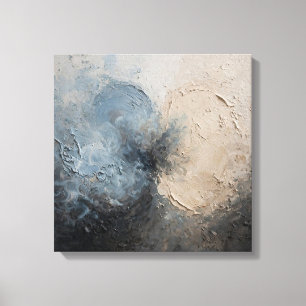 Minimalist Duo Abstract Painting - Misty Blue Grey Canvas Print