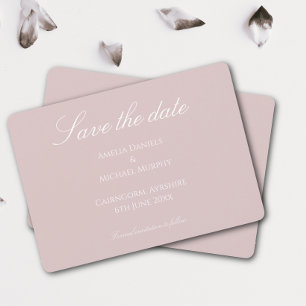 Minimalist Dusky Pink and white Save The Date