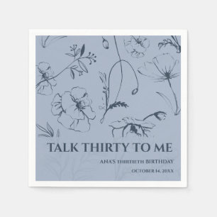 Minimalist Dusty Blue and Navy 30th Birthday Paper Napkin