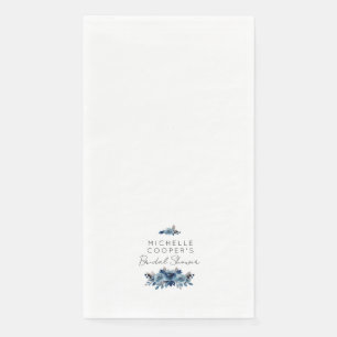 Minimalist Dusty Blue and Navy Floral Napkin