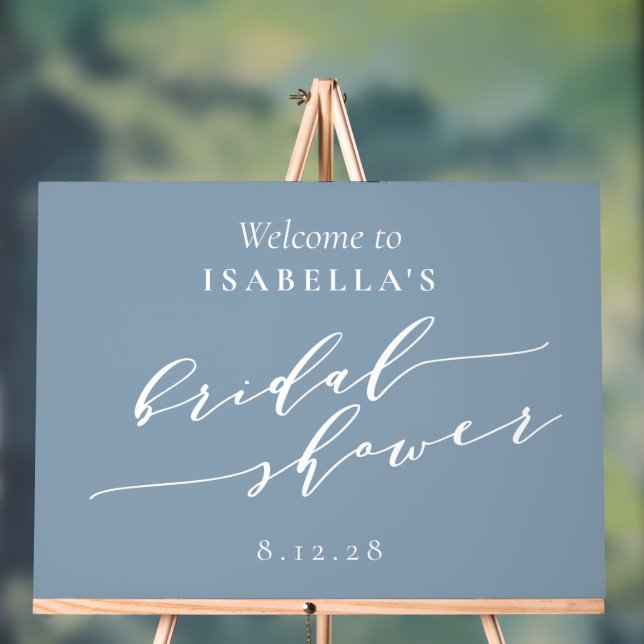 Minimalist Dusty Blue Bridal Shower Welcome Acrylic Sign (Neutral)