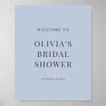 Minimalist Dusty Blue Bridal Shower Welcome