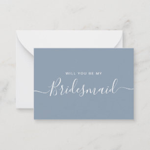 Minimalist Dusty Blue Bridesmaid Proposal Card