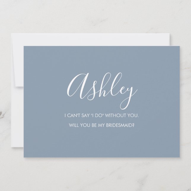 Minimalist Dusty Blue Bridesmaid Proposal Card (Back)