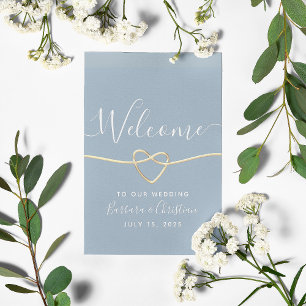 Minimalist Dusty Blue Calligraphy Wedding Welcome Poster