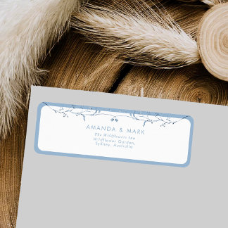 Minimalist Dusty Blue Chinoiserie Floral Wedding