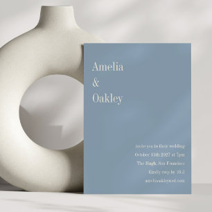 Minimalist Dusty Blue Elegant Chic Modern Wedding Invitation
