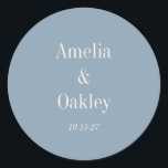 Minimalist Dusty Blue Elegant Wedding Custom Classic Round Sticker<br><div class="desc">Minimalist Dusty Blue Elegant Wedding Custom Classic Round Sticker</div>