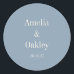 Minimalist Dusty Blue Elegant Wedding Custom Classic Round Sticker<br><div class="desc">Minimalist Dusty Blue Elegant Wedding Custom Classic Round Sticker</div>