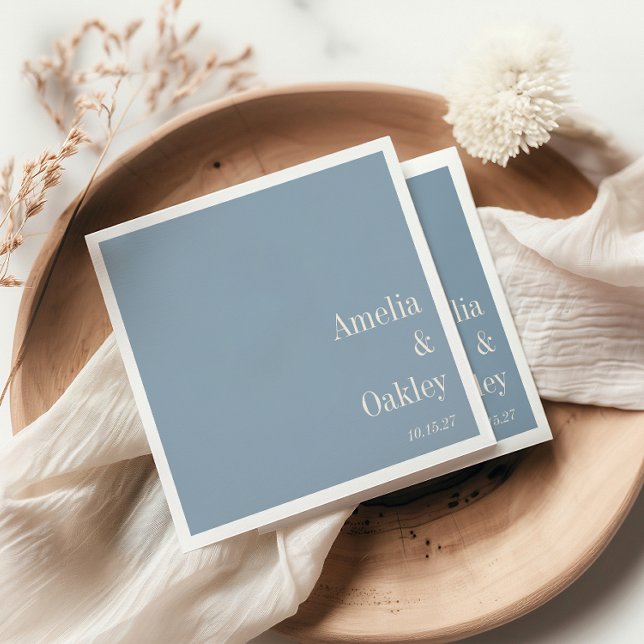 Minimalist Dusty Blue Elegant Wedding Custom Napkin (Creator Uploaded)