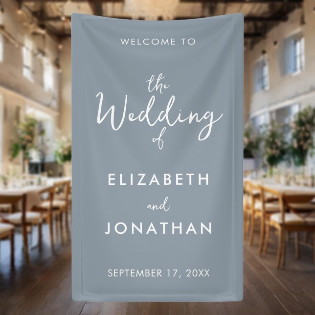 Minimalist Dusty Blue Elegant Wedding Welcome Banner (Creator Uploaded)
