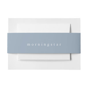 Minimalist Dusty Blue Invitation Belly Band