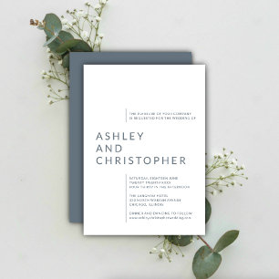 Minimalist Dusty Blue Isolated Names Wedding Invitation