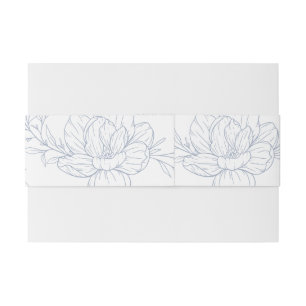 Minimalist dusty blue Magnolia Floral Invitation Belly Band
