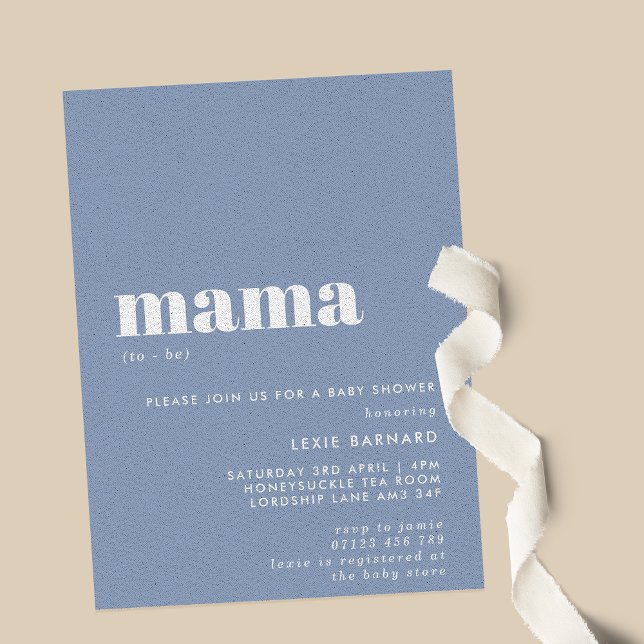 Minimalist Dusty Blue Mama To Be Baby Shower Invitation (Creator Uploaded)