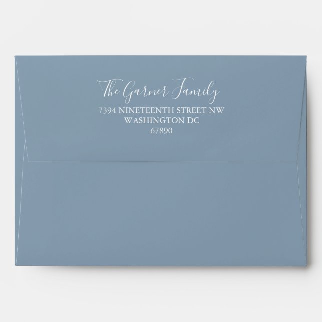 Minimalist Dusty Blue Matching Bat Mitzvah  Envelope (Back (Top Flap))