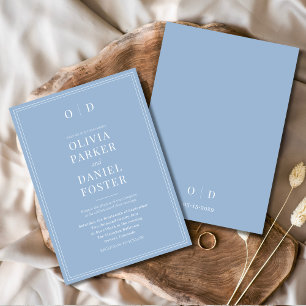 Minimalist Dusty Blue Modern Elegant Wedding Invitation