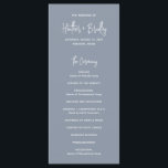 Minimalist Dusty Blue Modern Wedding Programme<br><div class="desc">Modern dusty blue wedding program featuring a simple design with your names in an elegant script typography and your event details in a minimalist sans serif font.  This chic wedding program works well with any style of wedding.</div>