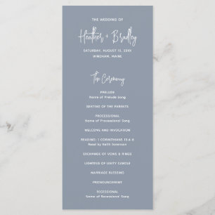 Minimalist Dusty Blue Modern Wedding Programme