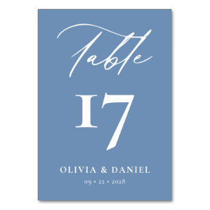 Minimalist Dusty Blue Modern Wedding Table Number