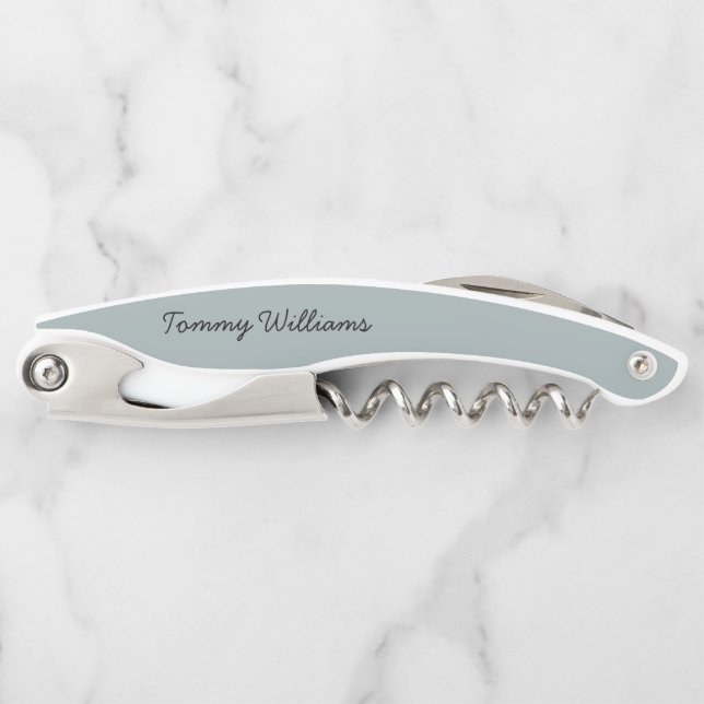 Minimalist Dusty Blue Professional Simple Corkscrew (Front)
