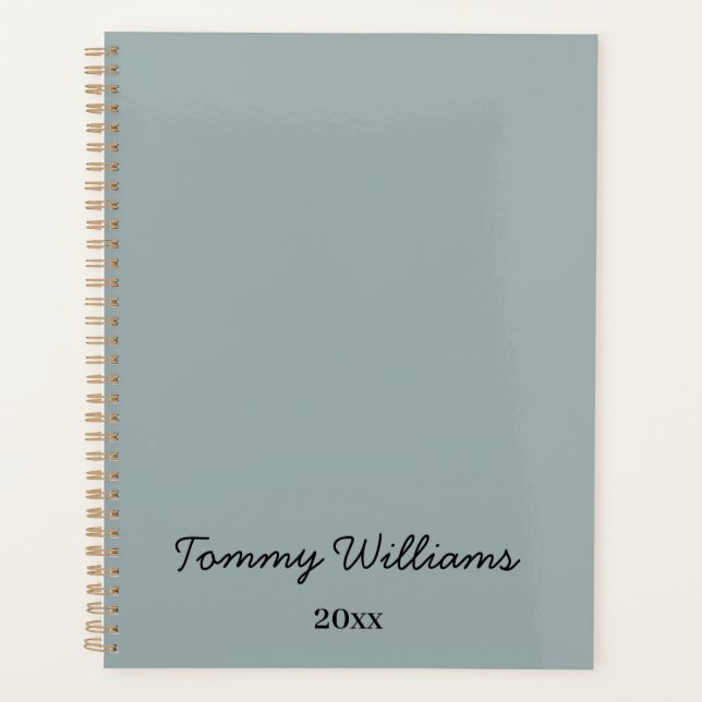 Minimalist Dusty Blue Professional Simple Planner (Front)