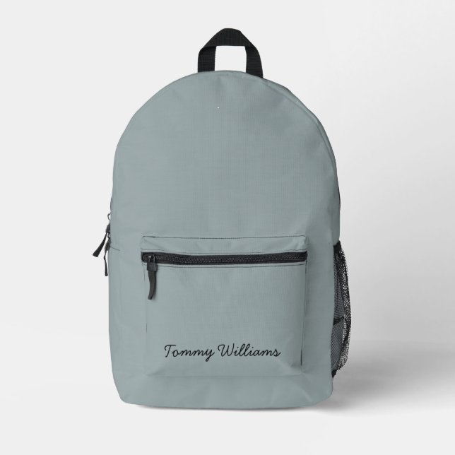 Minimalist Dusty Blue Professional Simple Printed Backpack (Front)
