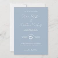 Minimalist Dusty Blue QR Code RSVP Wedding