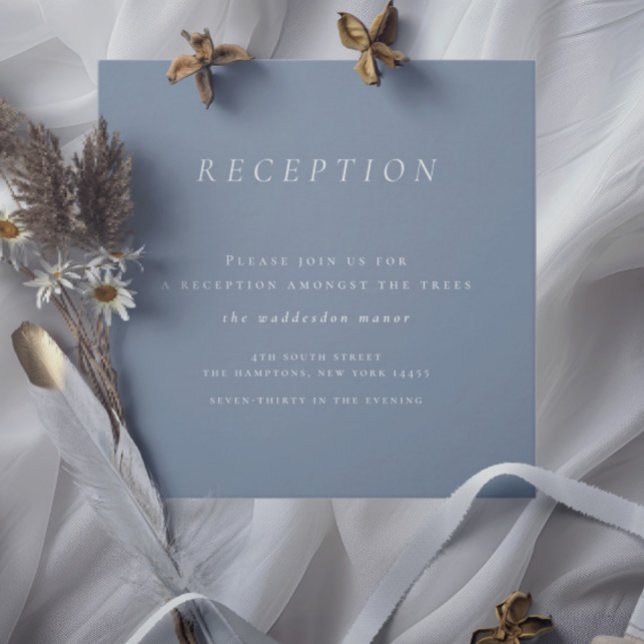 Minimalist Dusty Blue Reception Wedding Enclosure Card (Minimalist Dusty Blue Reception Wedding Enclosure Card)