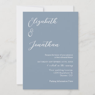Minimalist Dusty Blue Rehearsal Dinner Invitation