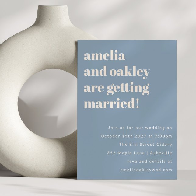 Minimalist Dusty Blue Retro Simple Wedding Website Invitation (Creator Uploaded)