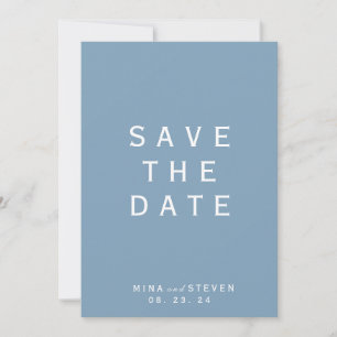 Minimalist dusty Blue Save the Date wedding