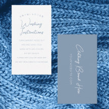 Minimalist Dusty Blue Script Washing Instructions