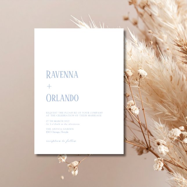 Minimalist Dusty Blue Simple Modern Wedding Invitation (Creator Uploaded)
