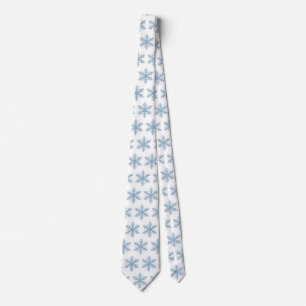 Minimalist Dusty Blue Snowflake Elegant Winter Tie