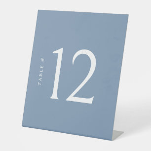 Minimalist Dusty Blue Table Number Wedding Pedestal Sign