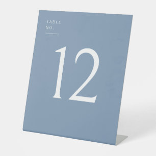 Minimalist Dusty Blue Table Number Wedding Pedestal Sign